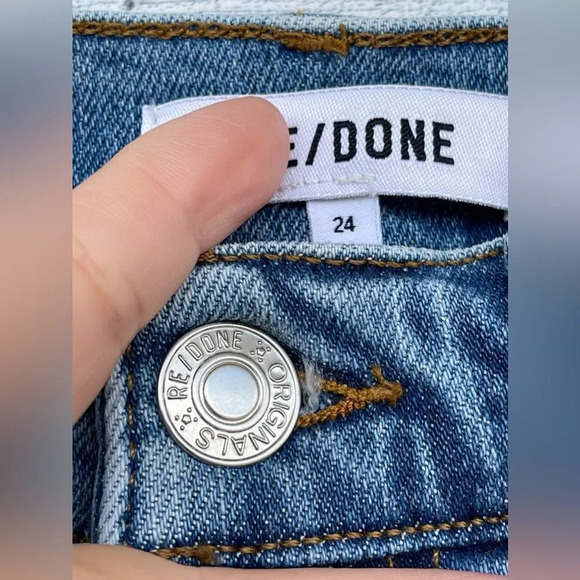 RE/DONE 90s High Rise Ankle Crop Distressed Jeans size 24 - Picture 5 of 12
